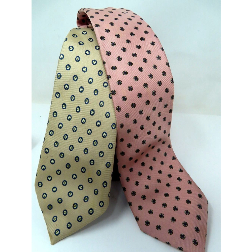 VTG 70s Lot 2 CHADWICK Traditionals Neck Tie 100% Silk Beige Pink Mauve